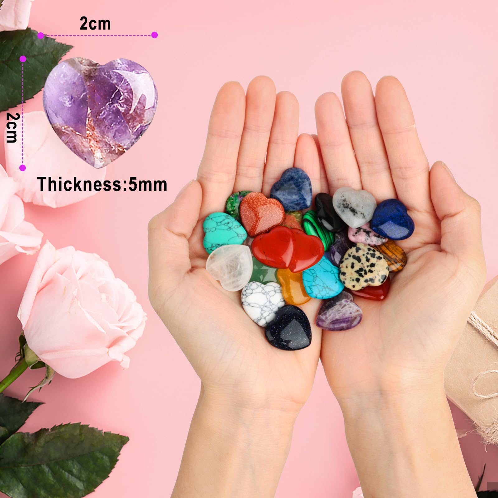 10 Pietre A Cuore In Quarzo Rosa Naturale – 20x6 Mm, Levigate A Mano, Per Meditazione, Chakra, Gioielli E Decorazione