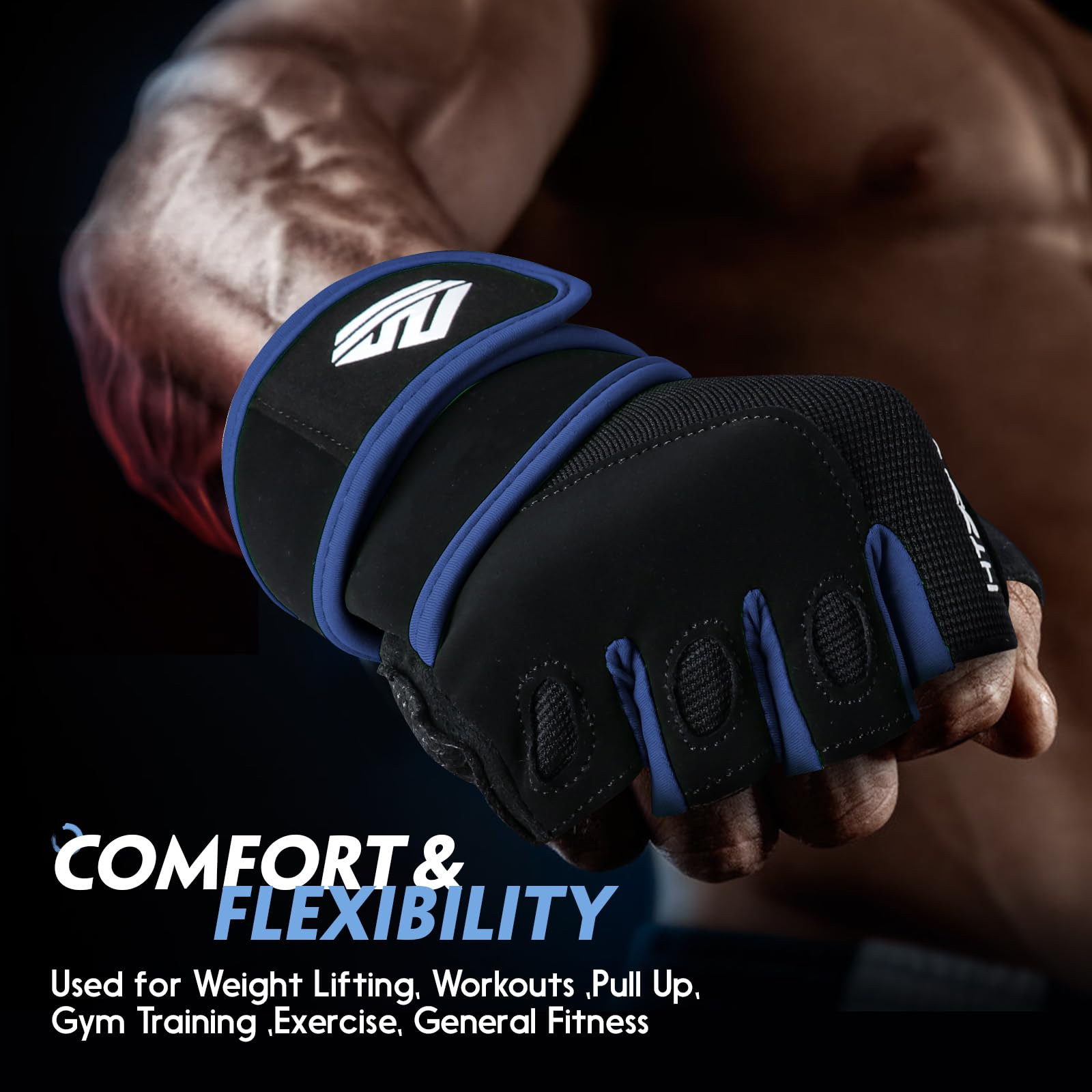 Guantes de entrenamiento, guantes de gimnasio, guantes de levantamiento de pesas para hombres y mujeres con almohadilla completa en la palma, soporte fuerte para muñequeras, agarre mejorado