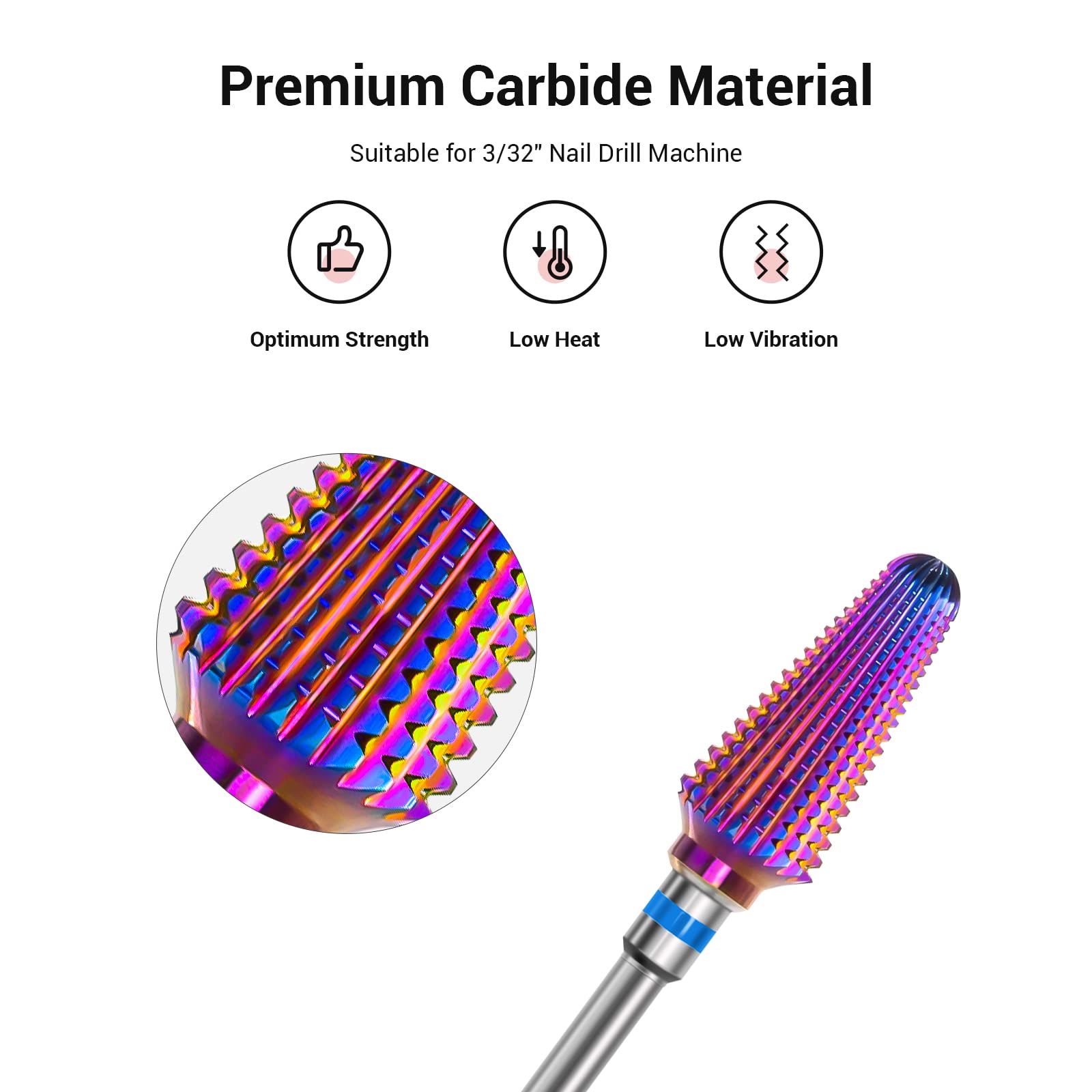 MelodySusie Professional Tornado Nail Drill Bits, 3/32'' Carbide Tungsten Multi-function Bits - Image 2