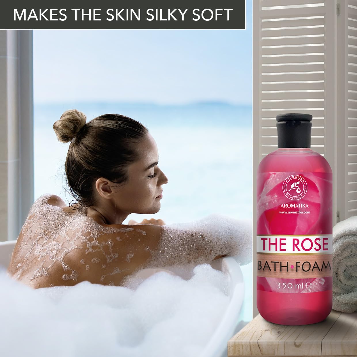 Espuma de Baño Set 3x350ml - Espuma de Baño con Aceite Esencial de Lavanda & Absoluto de Rosa & Ylang Ylang - Cuidado del Cuerpo - Relajación - Aromaterapia - Spa - Baños de Burbujas - Belleza
