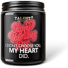 Romantic Scented Valentine Candle - Natural Soy Wax in Jar with Sweet Peach Rose Fragrance for Home Decor, Bedroom, Living Room. Heartfelt Message Design, 8.4 oz, 40 Hour Burn Time