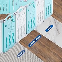 Vista 9 de Albott Patio de juegos para bebé, 14 paneles, centro de juegos de seguridad para niños, panel de juegos y puerta con bloqueo de seguridad