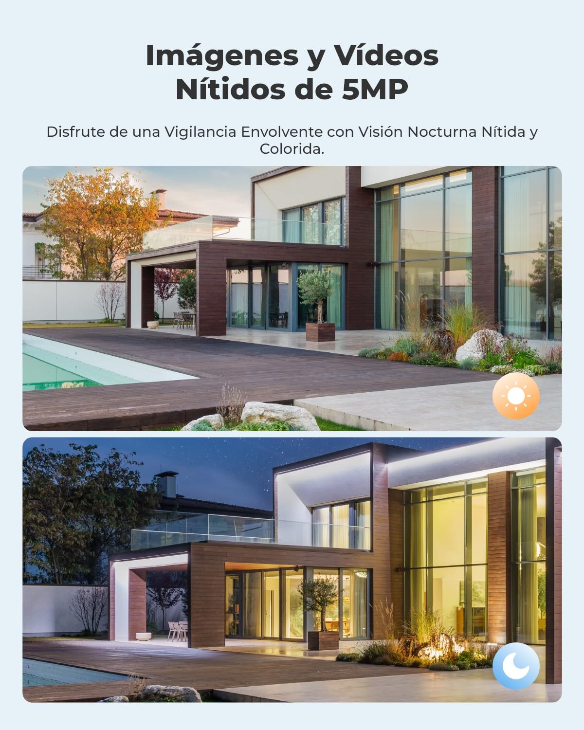 Reolink 5MP Camara Vigilancia WiFi Exterior, 360° Solar Cámara IP Sin Cable | Detección Smart, Audio de 2 Via, Almacenamiento local/nube, Acceso Remoto, Compatible con Alexa, Argus PT con Panel Solar