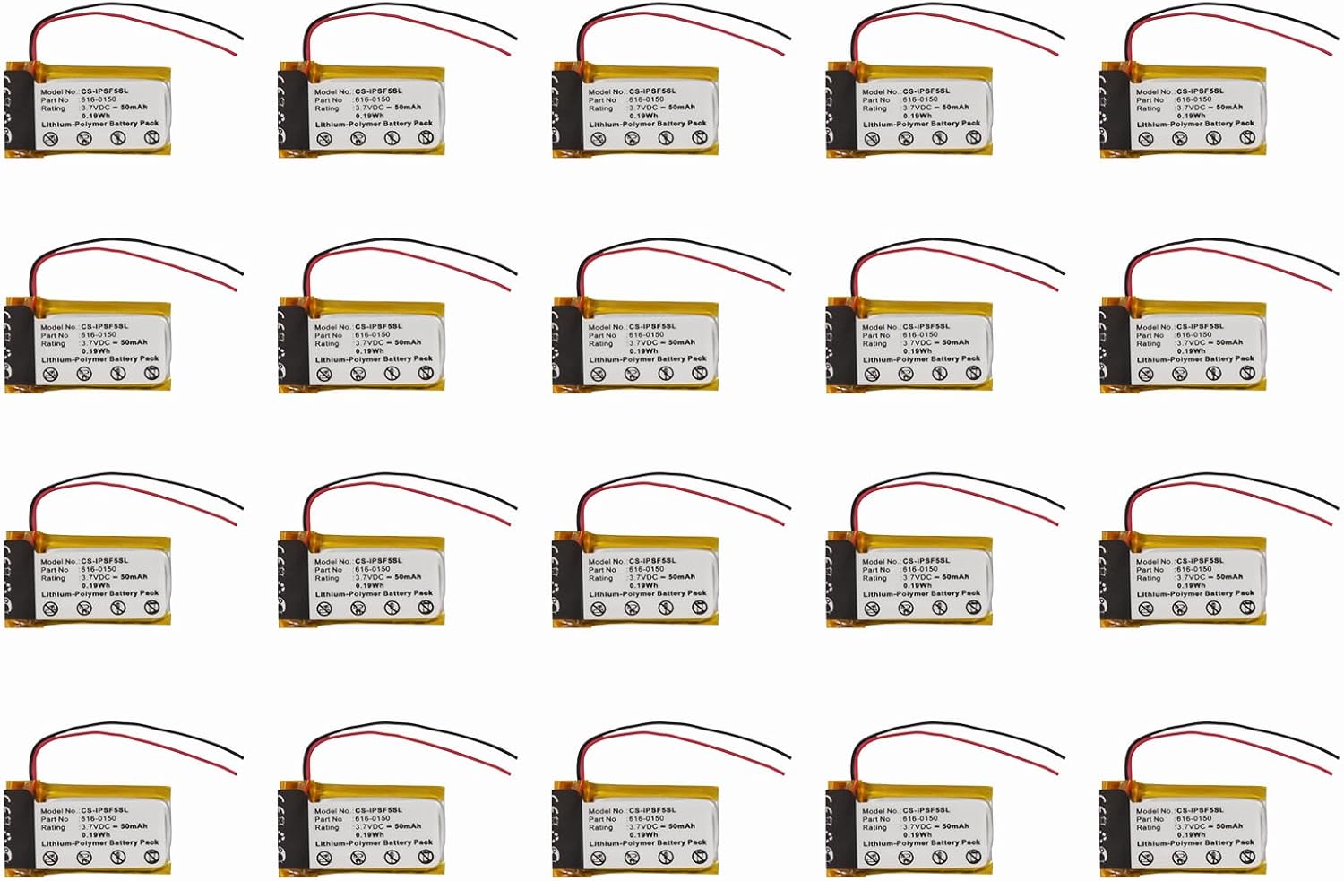 (20 Pack) XSP Battery for Apple iPod Shuffle 4th, iPod Shuffle 5th, iPod Shuffle 5th Generation PN 616-0150, 616-0548