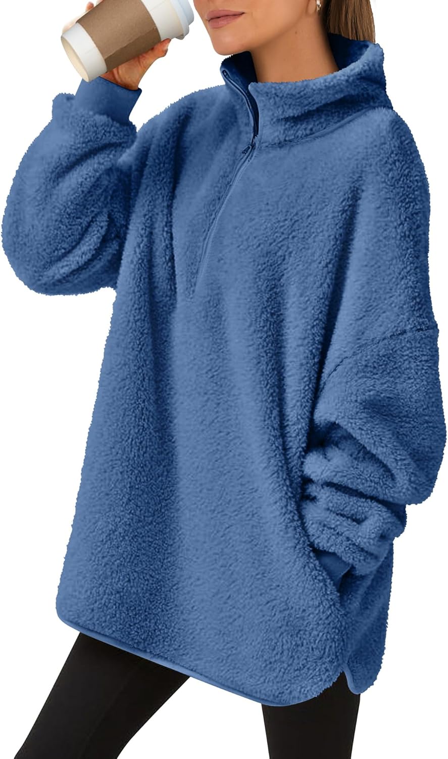 ANRABESS Women's Sweatshirt Sherpa Fuzzy Fleece Zip Up Hoodies Cozy Pullover Soft Sweaters Tops 2025 Fall Trendy Clothes