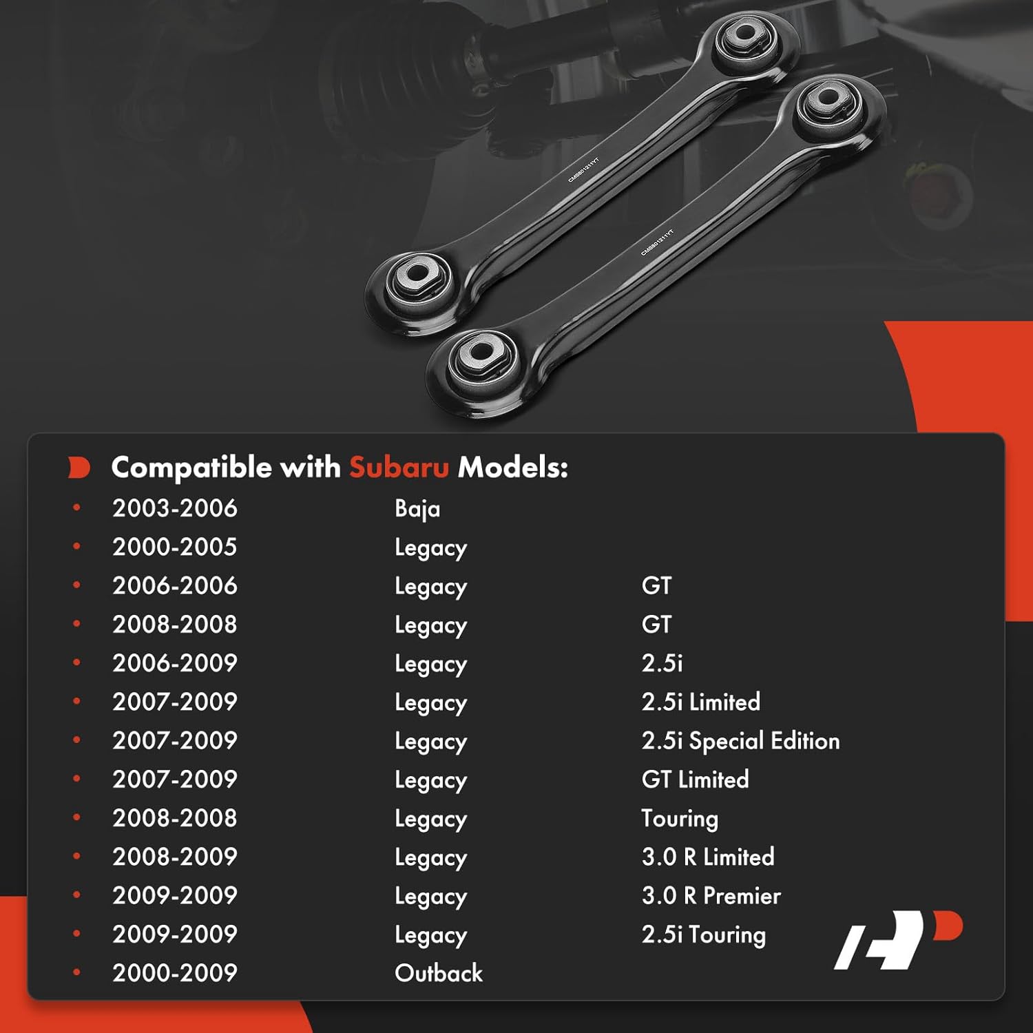 A-Premium 2 x Rear Forward Lower Suspension Lateral Arm, Compatible with Subaru Legacy 2000-2009, Baja 2003-2006