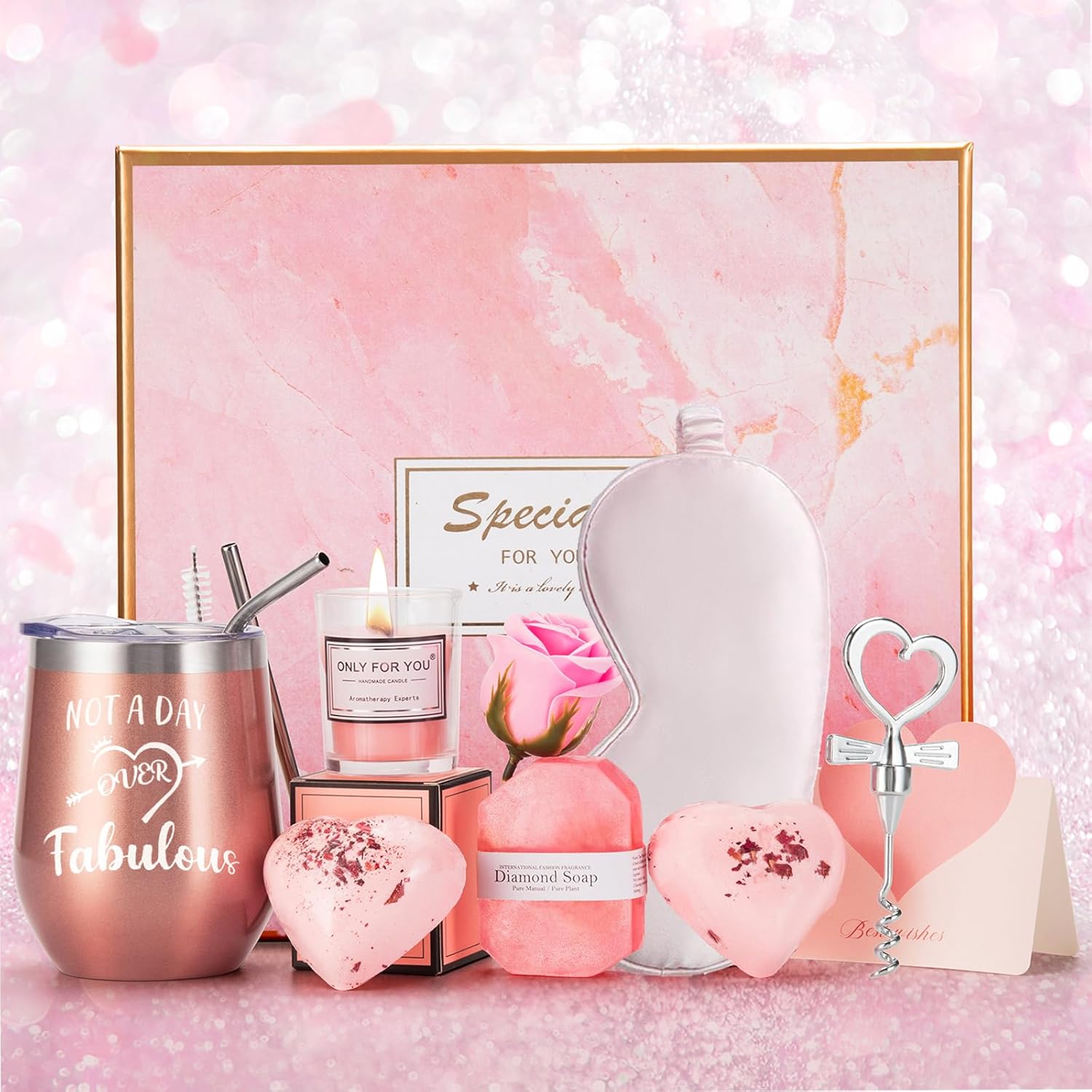 Ricihene Spa Gifts for Women Birthday Gift ideas Bath,9 Pcs Gift Set for Women Mom Daughter Mother in law Best Friend Anniversary Gifts for Wife Cool Gift Bakset Box Relaxation Self Care