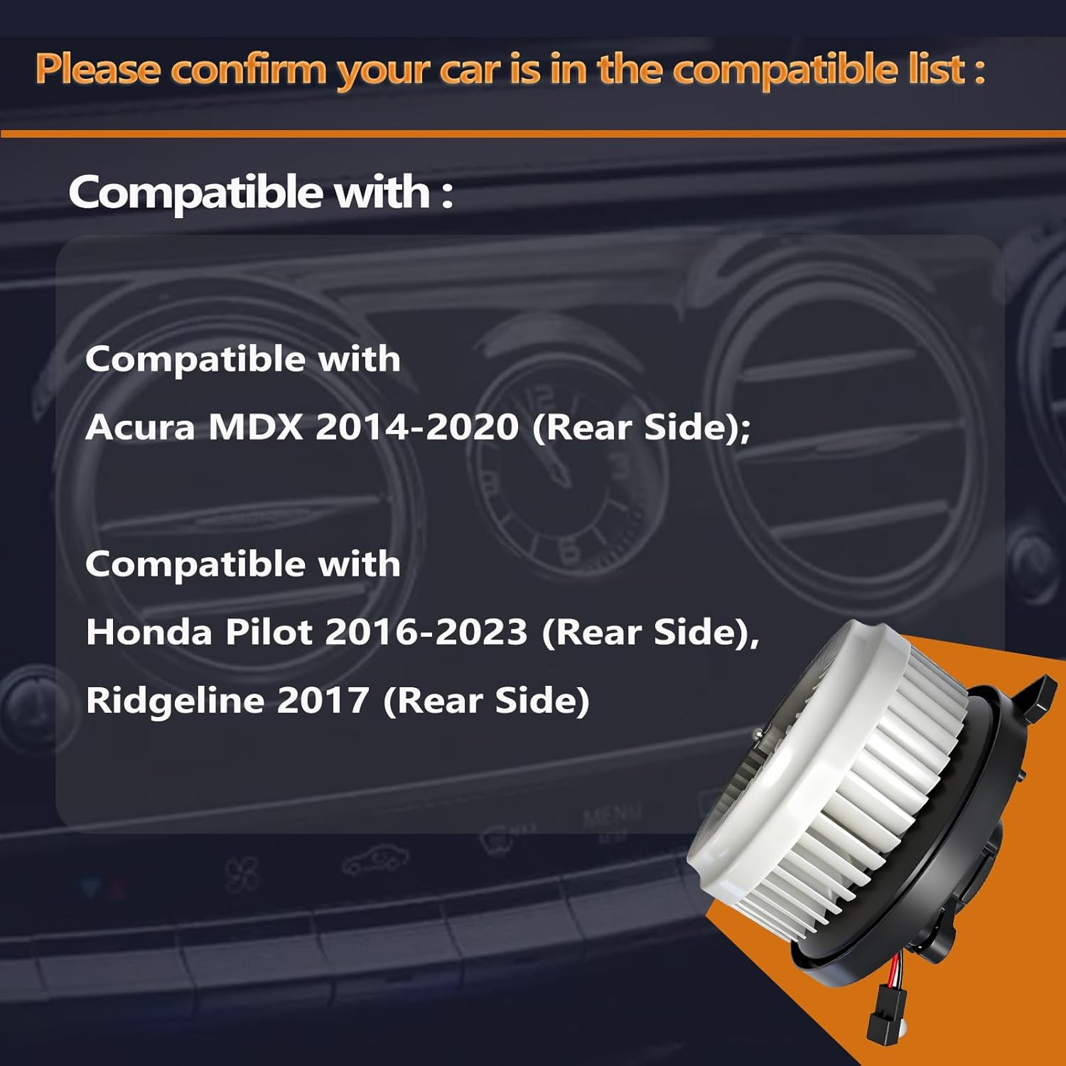 hvac a/c heater blower motor with fan compatible with honda pilot 2016-2022,ridgeline 2017,acura mdx 2014-2020,replace# 79315tz5a61,79315tg7a41 79315tz5a41