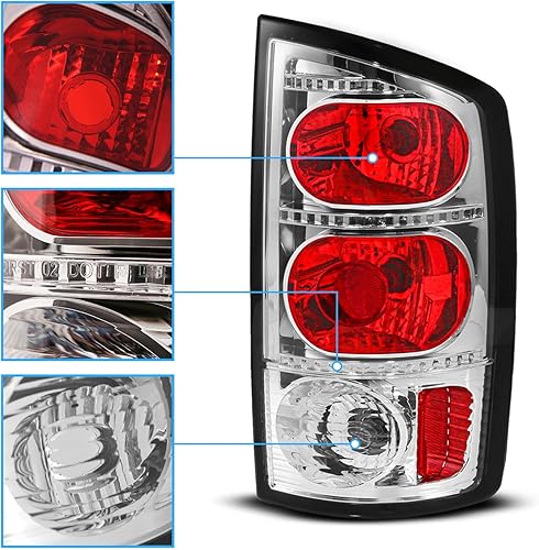 Miniatura 9 de AmeriLite Par de luces traseras de repuesto para Dodge Ram 1500 2002-2006  03-06 Ram 2500 3500 Pickup estilo europeo negro transparente - lado del