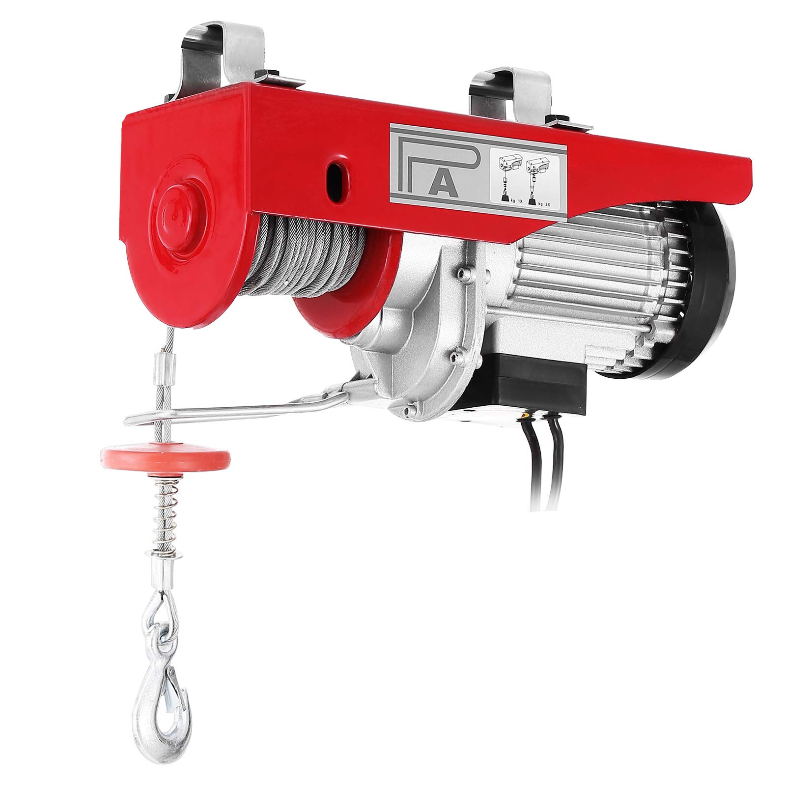 VEVOR 200/100kg Polipasto Eléctrico 220V, Cabrestante Eléctrico de Acero 12M, Elevador Electrico para el Hogar, Taller (200/100kg)