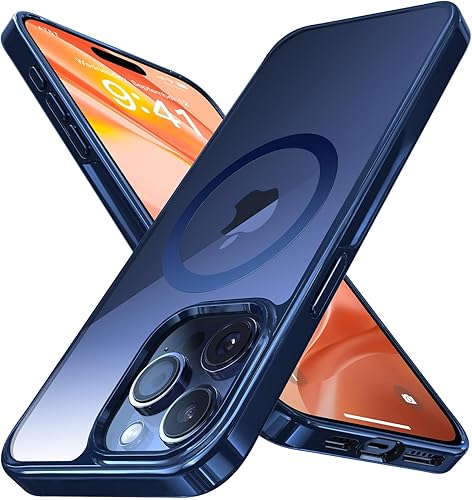 Alphex Funda MagSafe de titanio pulido para iPhone 15 Pro Max, combinación de color oficial para iPhone, [protección contra caídas de grado militar