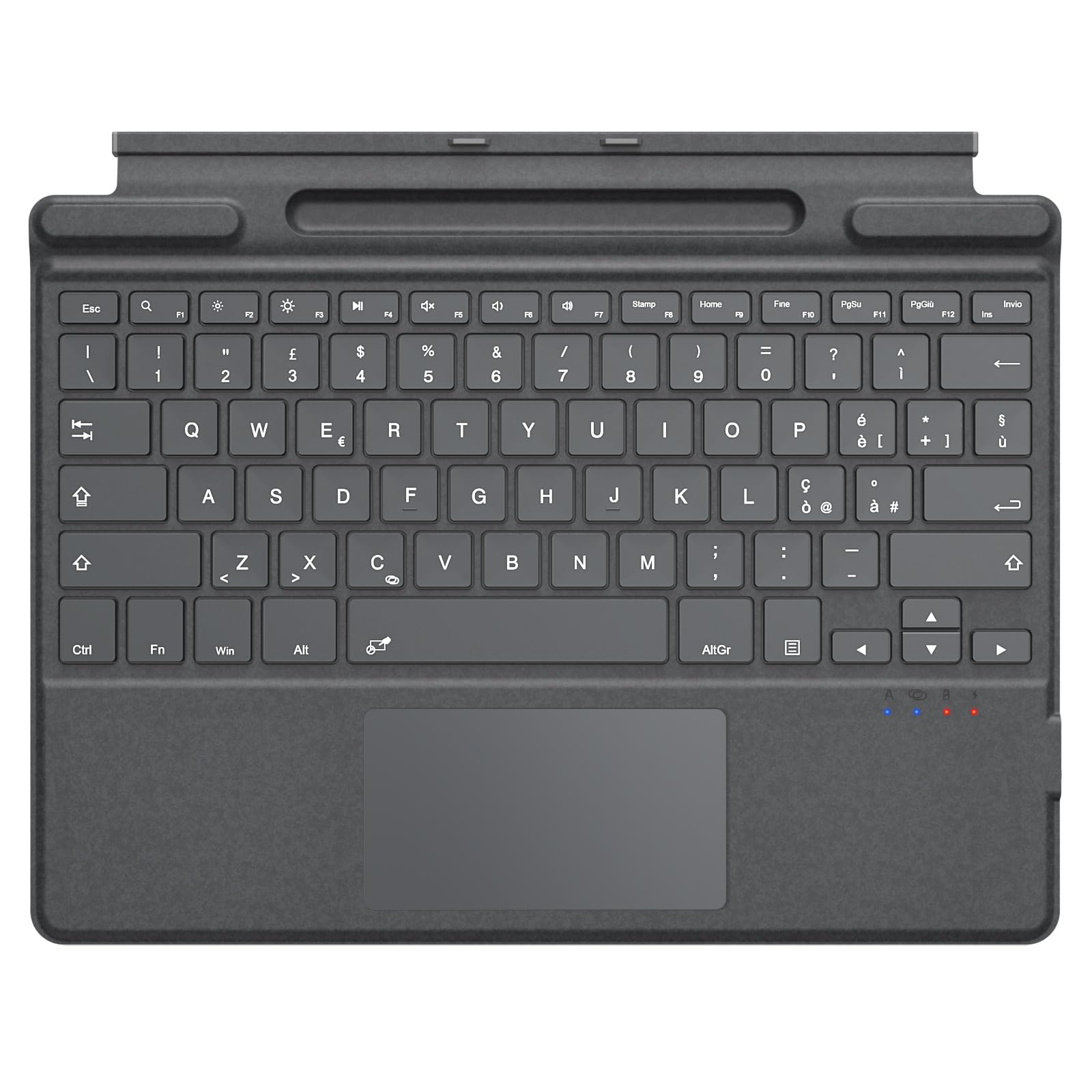 MoKo Tastiera Bluetooth Italiana con Touchpad per Microsoft Surface Pro 11/ Pro 10/ Pro 9/ Pro 8/ Pro X da 13", Layout QWERTY Tastiera Sottile di Type Cover con Portapenna (senza Ricarica), Grigio