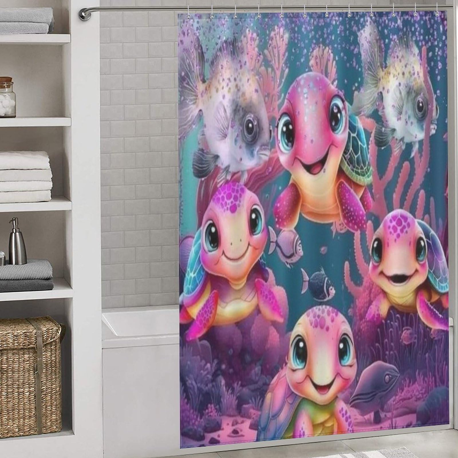 Rideau de bain tortue en polyester lavable pour rafraîchir votre pièce d'eau