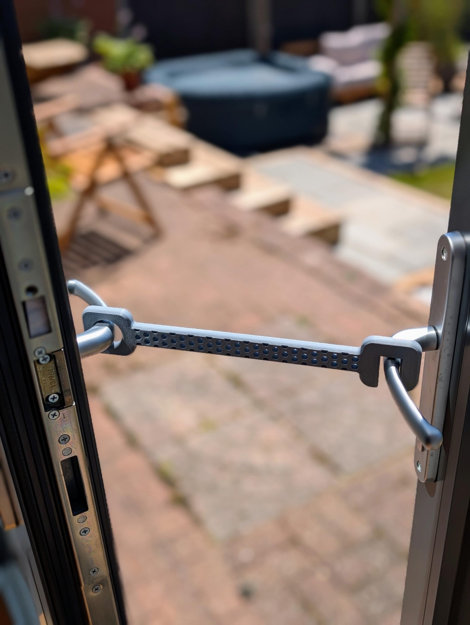 French Door Stop for Patio Doors - Door Handle Holder/Door Stay - Wind-Resistant - (Grey, XL)