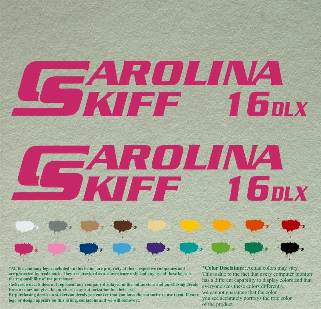Pair of Carolina Skiff DLX 16 Compatible Replacement Boat Decals Vinyl Stickers Outboard Motor Set of 2 (36" X 6.5", Black 070)