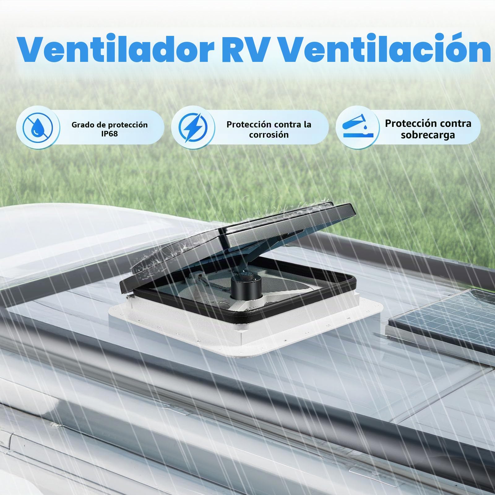 Ventilador de techo para autocaravana de 28x28cm | Ventana de techo para caravana | Ventana de techo insonorizada Ventilador silencioso extremadamente silencioso | Techo multifuncional para