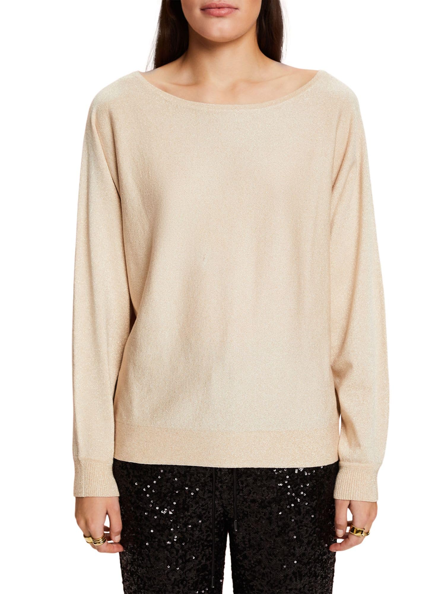 Pull-Over Femme ESPRIT - Col Bateau, Rayures Intégrales - Coton Maille Côtelé - Coupe Droite