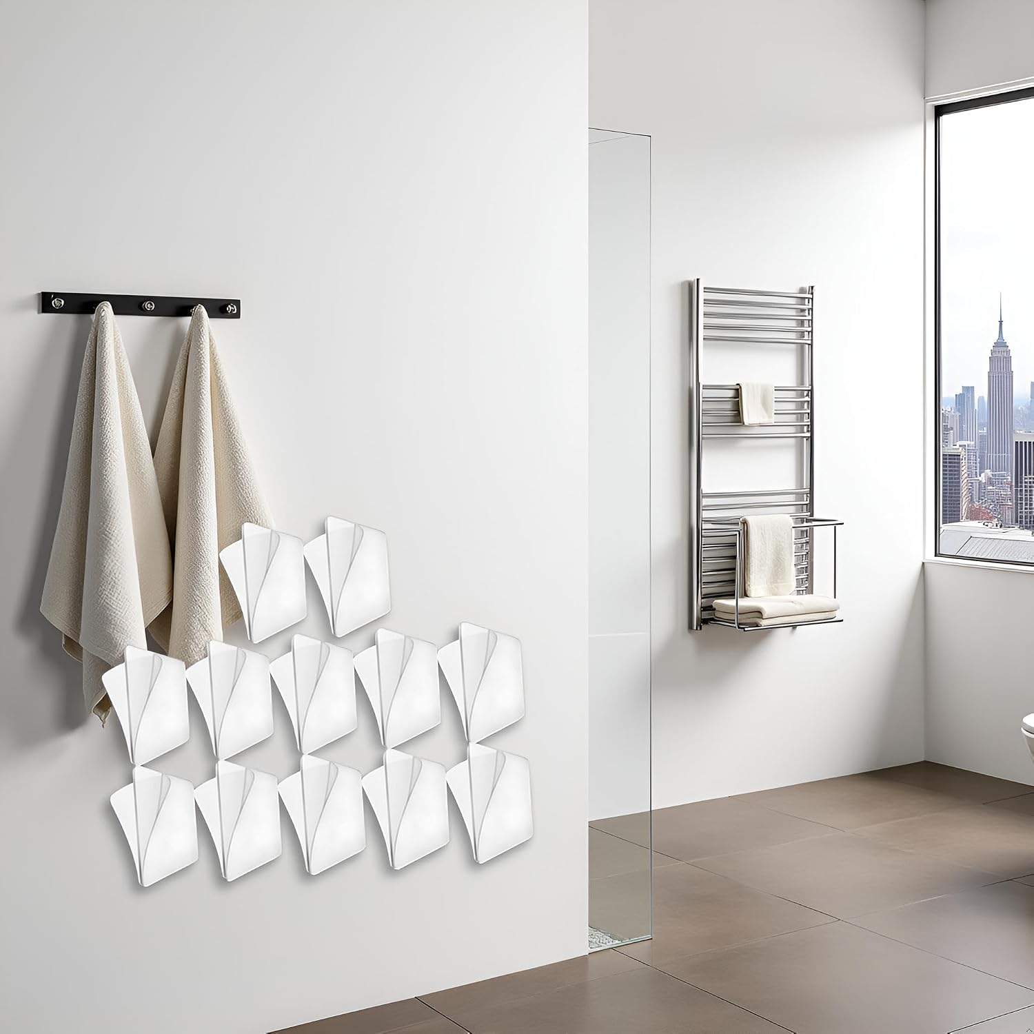 10Pcs Transparent Wall Mounted Replacement Sticky Pads for Kitchen Bathroom Shower Caddy Organizer Rack Holder Nail Free Adhesive Hooks Bathroom Accessories (Double-Sided Sticker) image 2