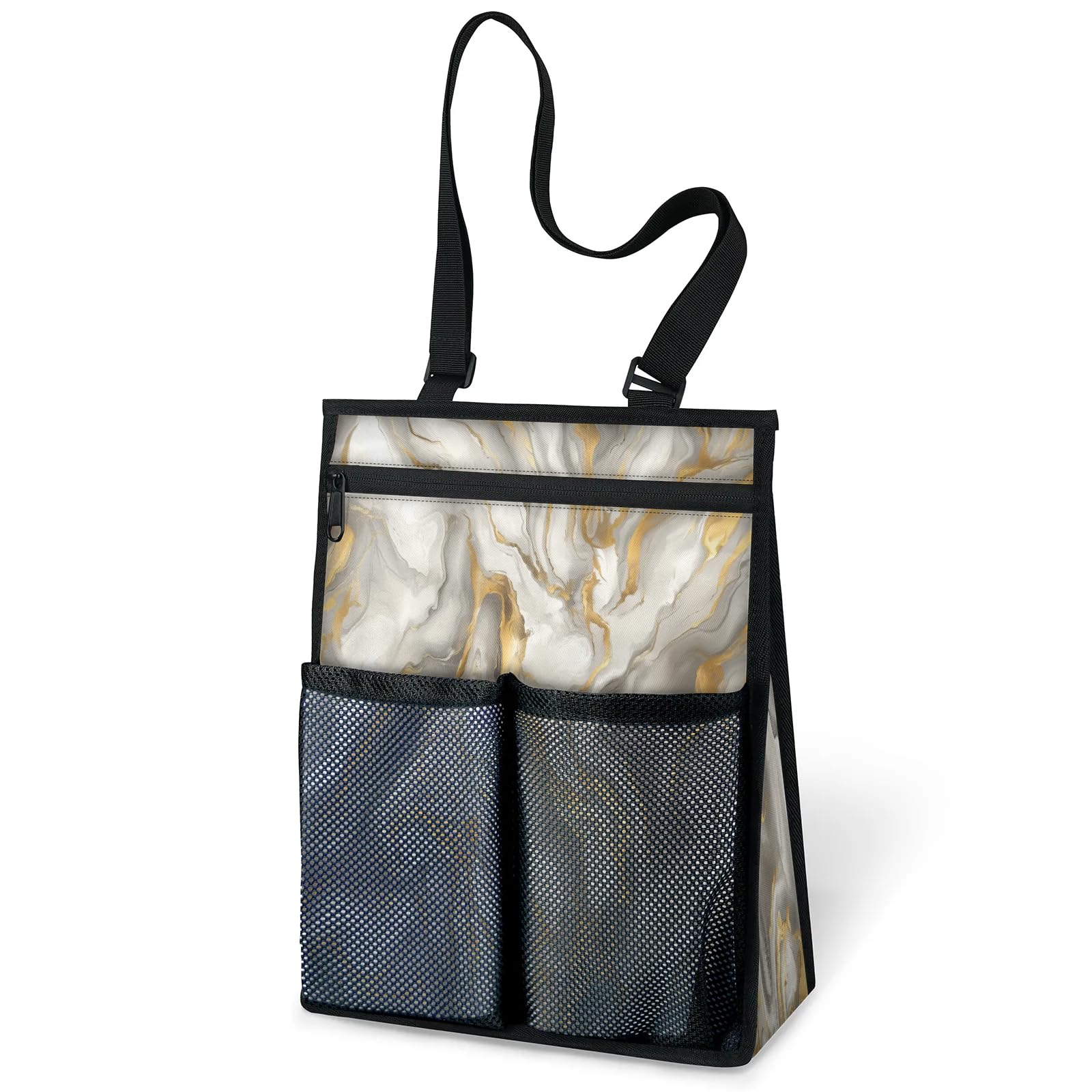 Ourtheme Marble Textures Portable Shower Bag for Travel Gym Camp Beach Tote Shower Caddy Bags Hanging Toiletry Organizer