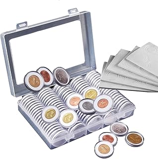 XYZsundy 100 Pieces 30mm Coin Capsule,5 Sizes Protect Gasket, Coin Holder Case with Storage Organizer Box for Coins Collector Coin Collection Supplies (30mm coin capsule)