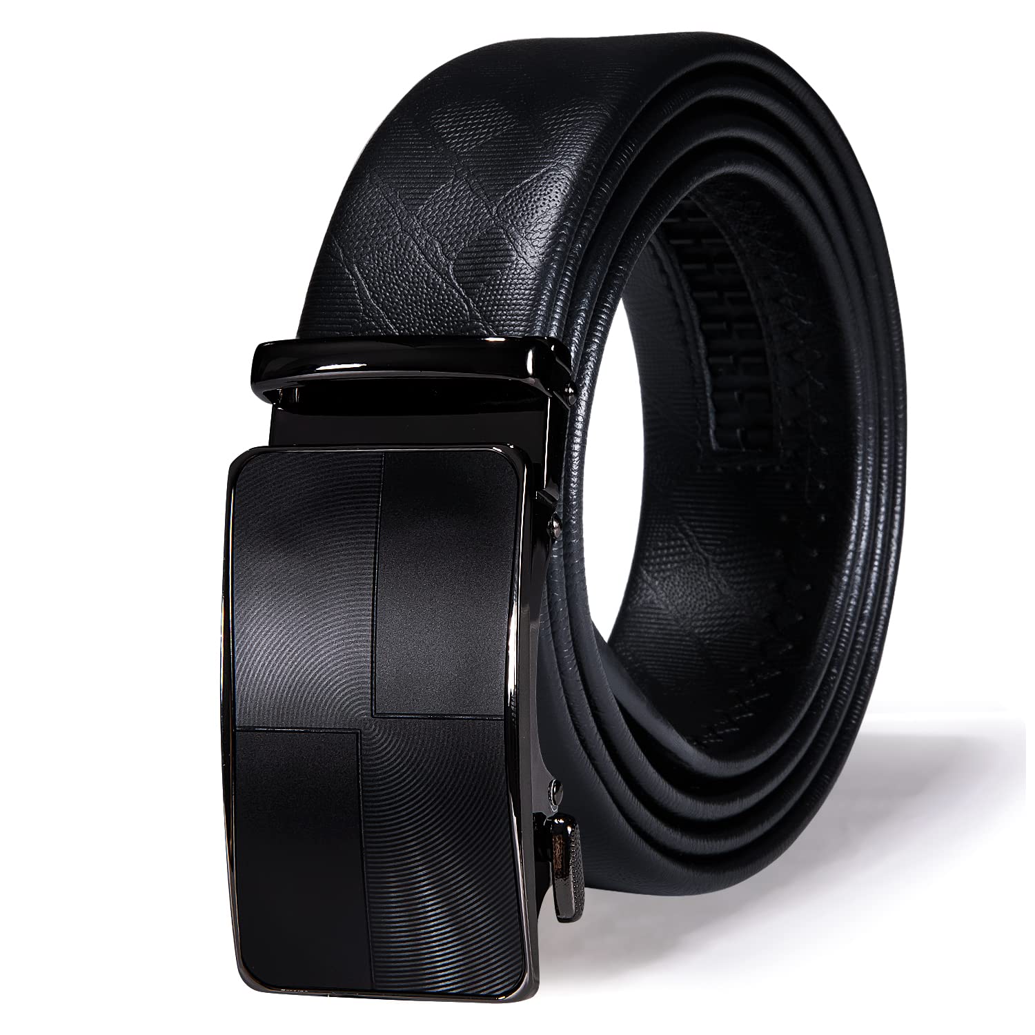 Dubulle Designer Ratchet Belt for Men Leather Fashion Adjustable Automatic Buckle Sliding Removable Dress Casual