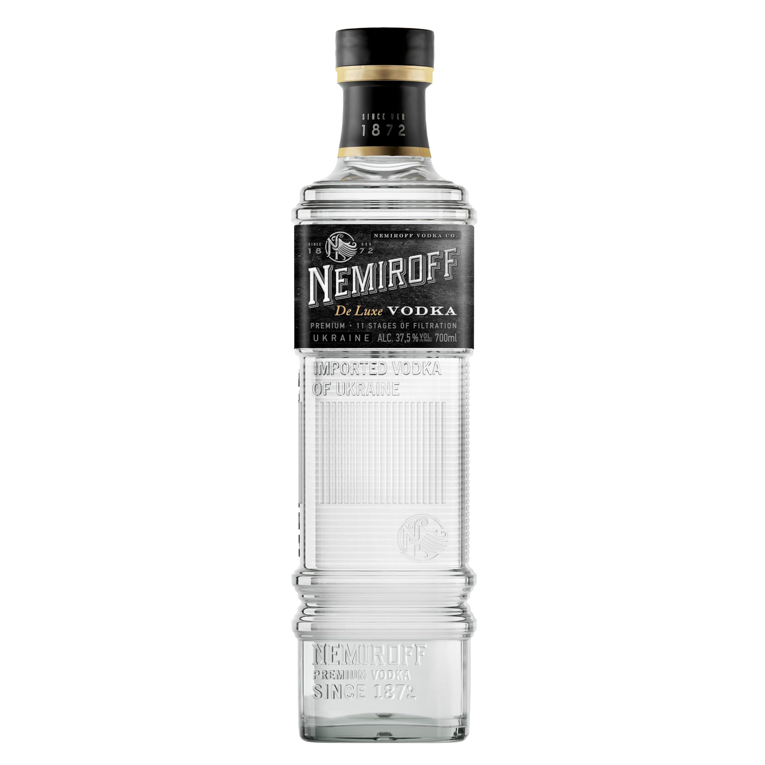 Nemiroff De Luxe Vodka | Preisgekrönter Wodka | Premium-Vodka aus natürlichen Zutaten | Reinster Geschmack | Innovation inspiriert aus traditioneller Destillationskunst | 0,7 l | 37,5% vol.