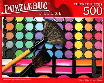 Colorful Makeup Palette and Brushes - 500 Pieces Deluxe Jigsaw Puzzle for Adults 16 +