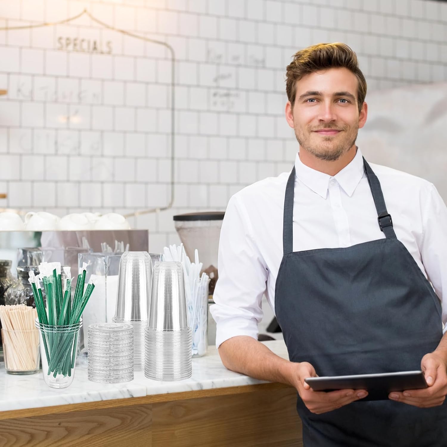 25 Set 16oz Plastic Cups with Flat Lids and Straws,Disposable Plastic Iced Coffee Cup,Disposable Clear Drinking Cups for Cold Beverages,Milkshakes,Smoothies - Image 7