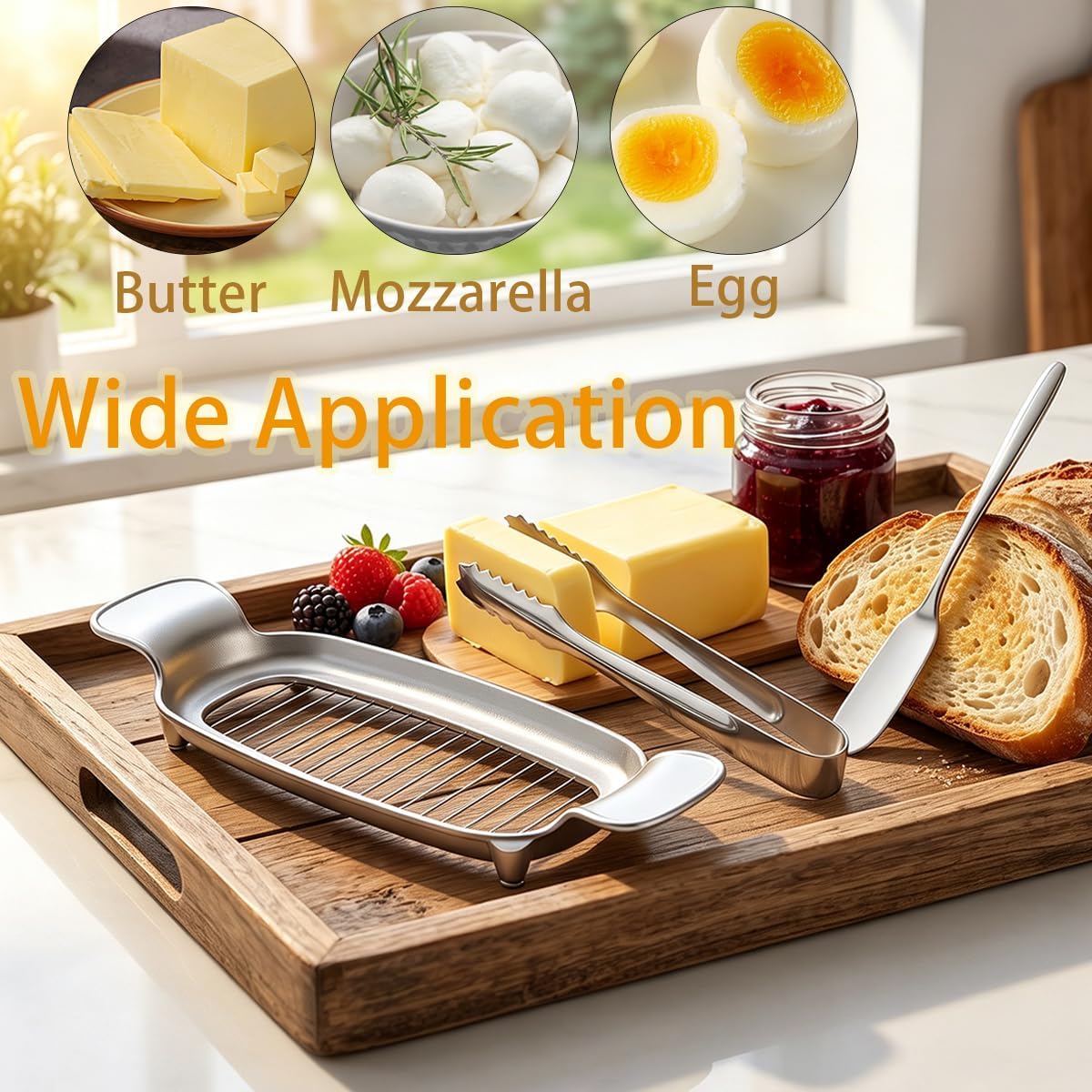 3 PCS Butter Slicer Cutter, Cheese Tong and Butter Spreader
