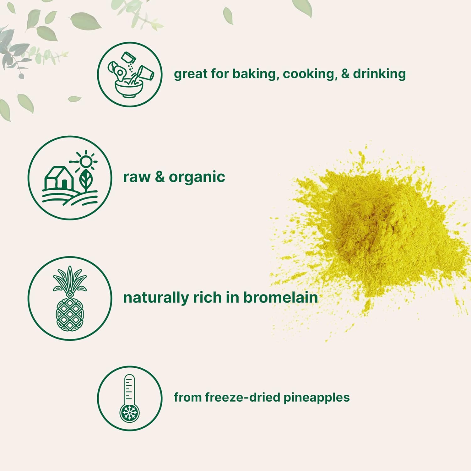 Organic Pineapple Powder, 8oz | 100% Natural Fruit Powder | Freeze-Dried Pineapples Source | No Sugar & Additives | Great Flavor for Drinks, Smoothie, & Beverages | Non-GMO & Vegan Friendly - Image 3