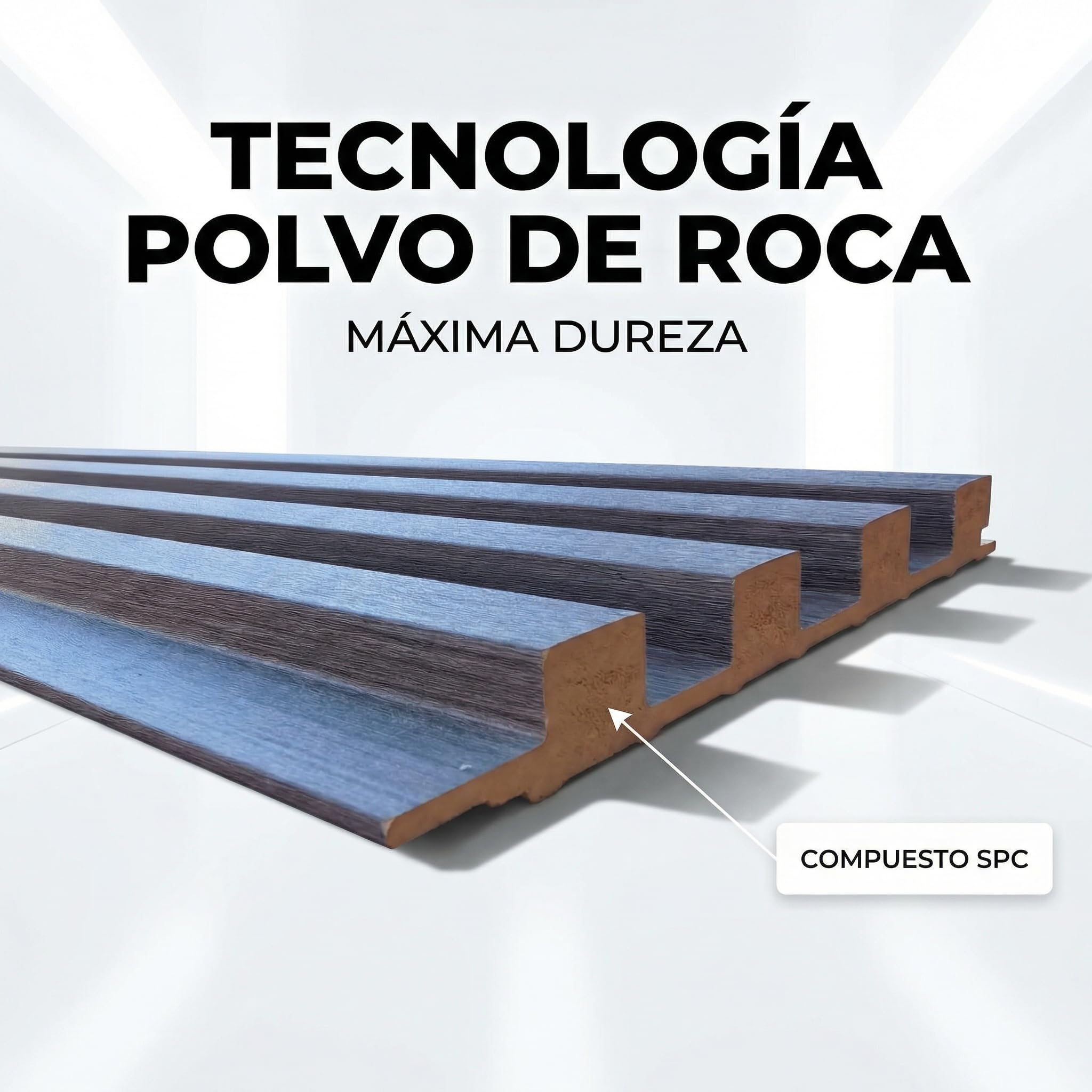 Revestimiento Pared Madera WPC Sólido - 6 Paneles Decorativos 3D Acanalados (130x15,8cm) - Listones Pared Interior Impermeable e Ignífugo - Roble Ahumado