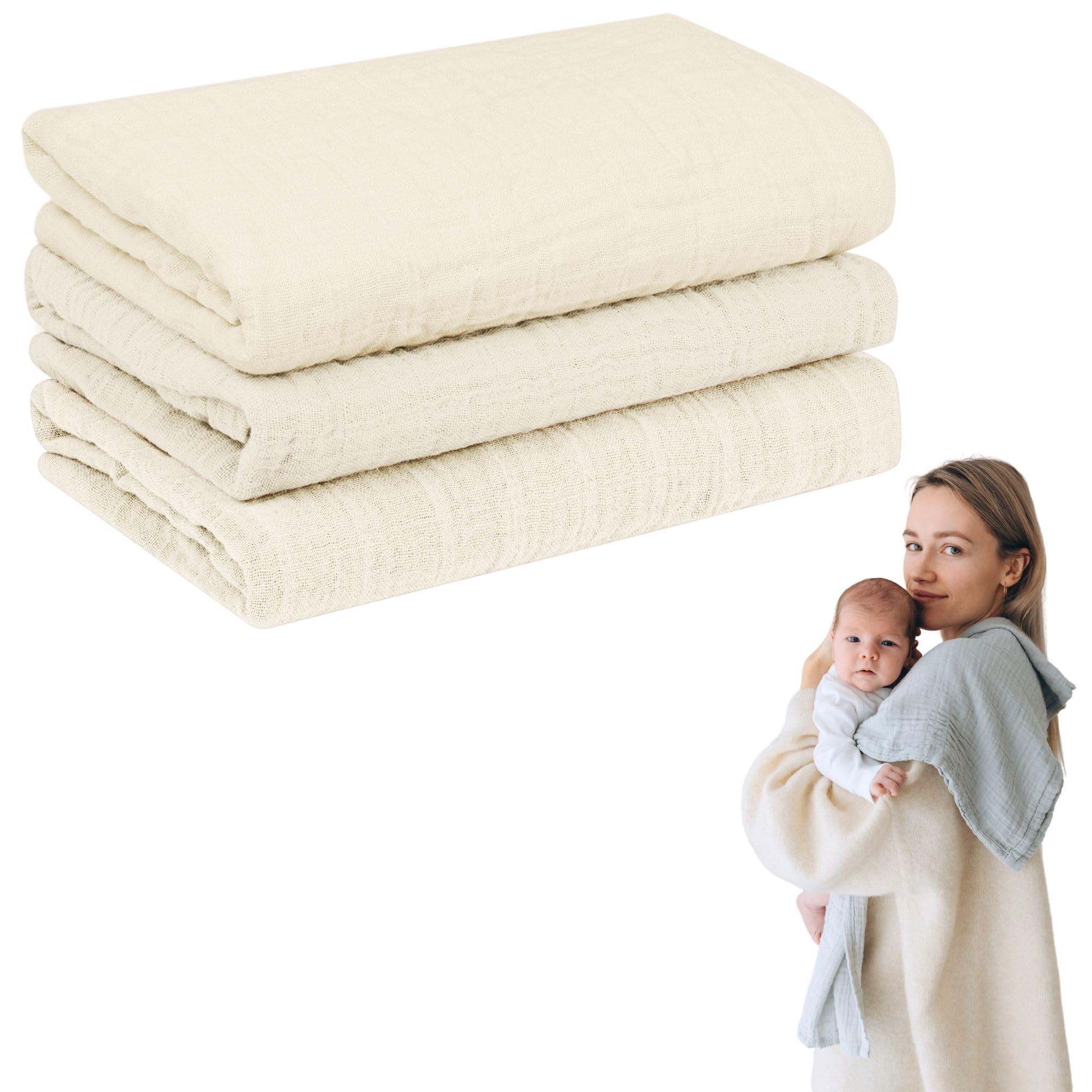 furora BABY Mulltücher Baby 80x80 cm XL groß | super Soft Musselin, Bio-Baumwolle, Oeko-TEX 100 + GOTS: schadstofffrei | Musselintücher Baby Spucktücher Mullwindeln, Mädchen, Junge, Neugeborene
