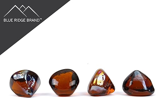 Miniatura 2 de Cristales Blue Ridge Brand Trade, reflectantes, de cristal de fuego, de 1", para hoguera y paisajismo, Ambar