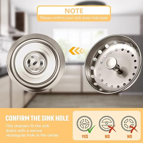 Vista 37 de Mudder 3 piezas de colador y tapón de drenaje para fregadero de cocina, tapón de eliminación de basura de acero inoxidable con asa, filtro universal