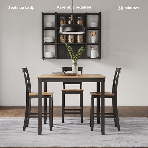Miniatura 7 de Signature Design by Ashley Gesthaven - Mesa de comedor informal con altura de mostrador y 4 taburetes de bar, juego de 5, color marrón claro y