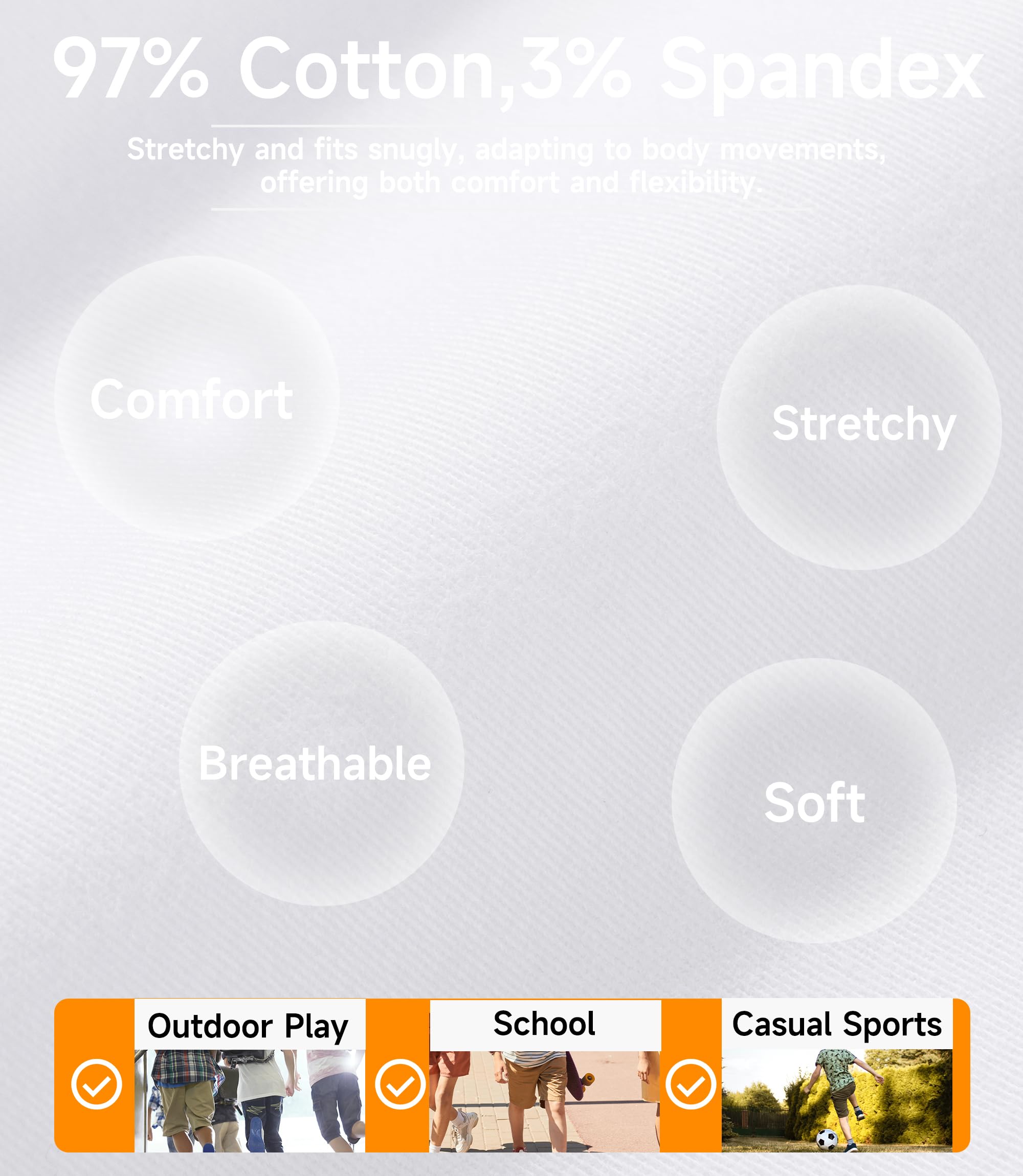 CAMLAKEE Pantalón Chino Corto Niño Verano Pantalón Liso Transpirable con Cintura Elástica