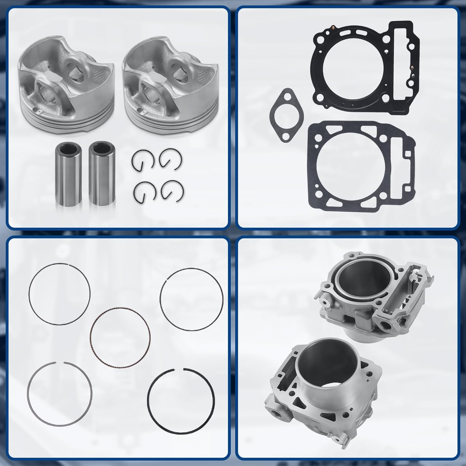 420929650 91mm Cylinders Piston Top End Gasket Kit (2pcs Cylinder Piston) Fits for BRP Commander Maverick Outlander 1000, Replace OE 420929650 420845109 420845107