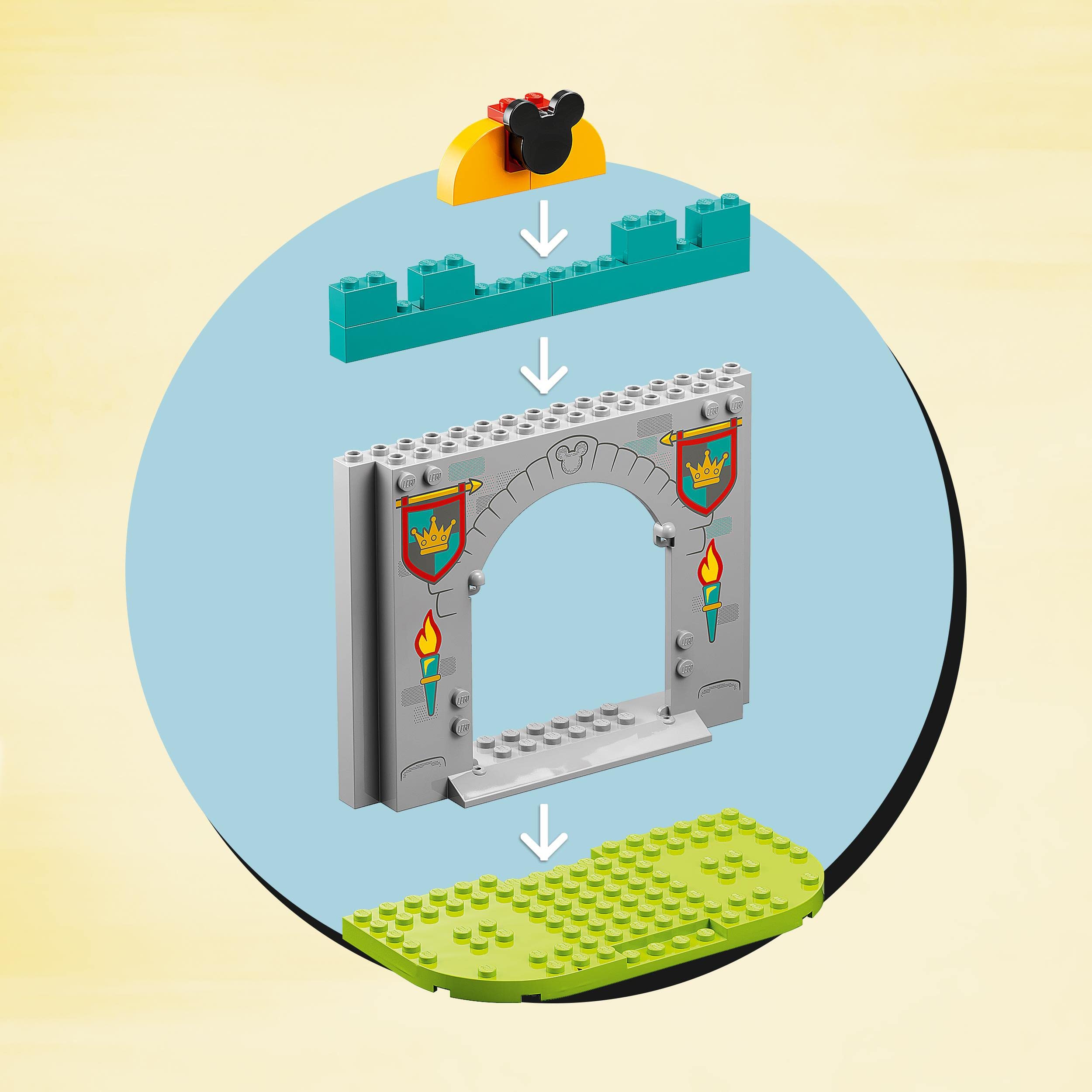 LEGO Disney Topolino e i suoi Amici Paladini del Castello, Set con Edificio con Torri da Costruire, Cavallo, Drago Giocattolo e 4 Minifigure, Giochi per Bambini e Bambine da 4 Anni in su 10780