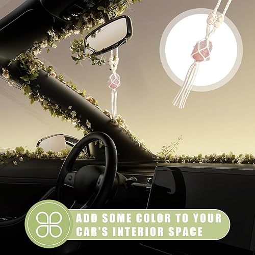 Miniatura 3 de Ziciner Colgante hecho a mano para espejo retrovisor de coche con sal del Himalaya, accesorios colgantes para automóvil, decoración colgante