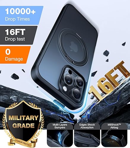 Miniatura 5 de TORRAS Anillo magnético giratorio de 360 para iPhone 15 Pro Max, compatible con MagSafe con soporte y soporte de anillo, grado militar, a prueba de