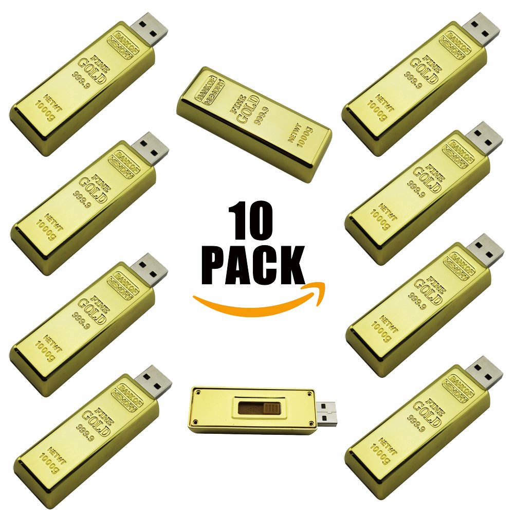 A Plus+ 10 Pezzi Chiavette USB Lingotto d'oro Pendrive Metallo Unità Flash USB (64GB USB 2.0)