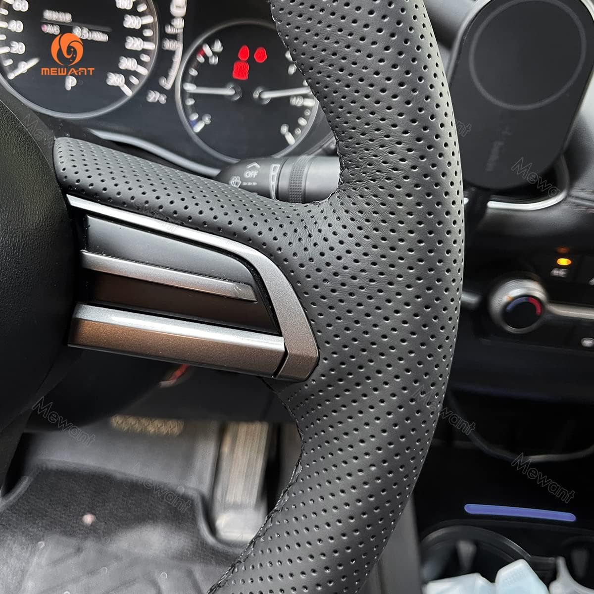 MEWANT PU Leather Hand Stitched Car Steering Wheel Cover for Mazda CX-30 CX30 2019-2020 / Mazda 3 Axela 2019-2020