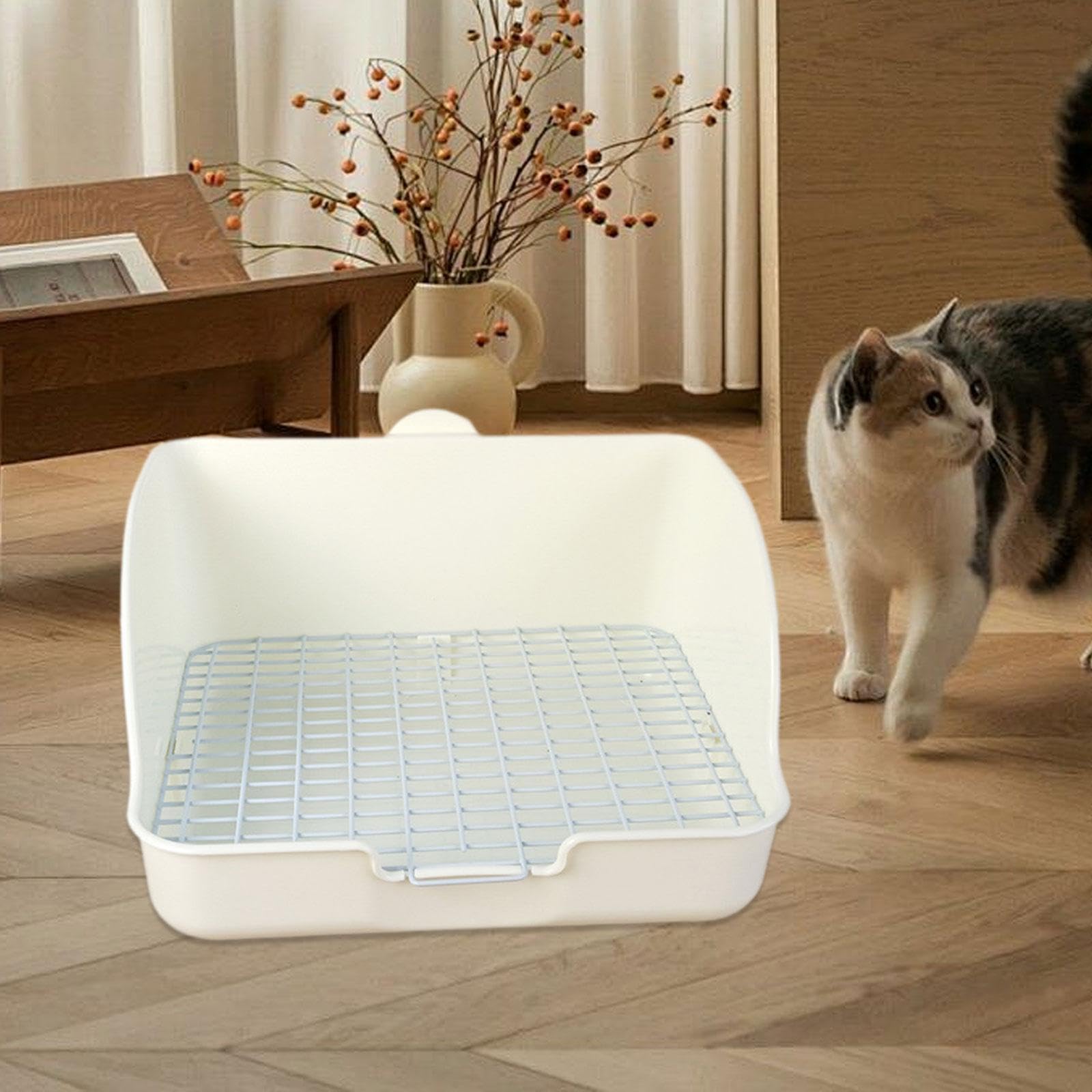 Kaninchentoilette Eckkäfigtoilette Kaninchen Töpfchen Kleintierklo Und Hasentoilette Als Platzsparendes Design für Die Käfigecke für Chinchillas Igel, Weiß