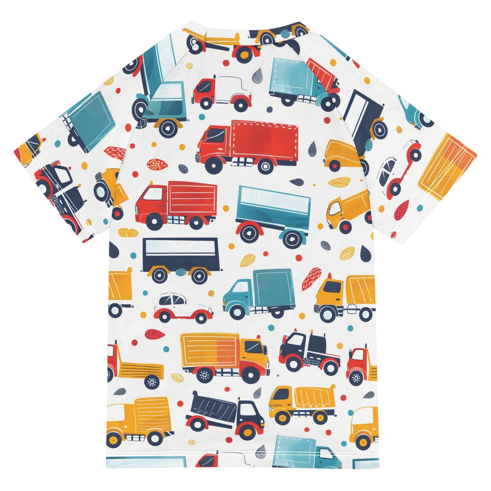 ALAZA Kids Rash Guard Boys Toddler Swim Shirts Short Sleeve Truck Print UPF 50+ 3T