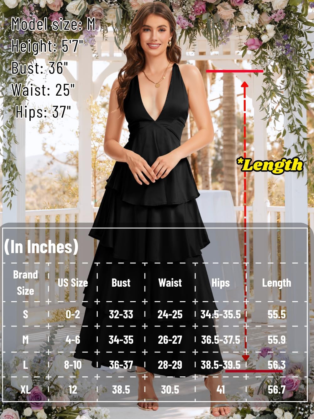 Ruffle Tiered Maxi Dress,Deep V Backless Satin Formal Dresses Women,Homecoming Cocktail Wedding Guest Outfits - Image 7