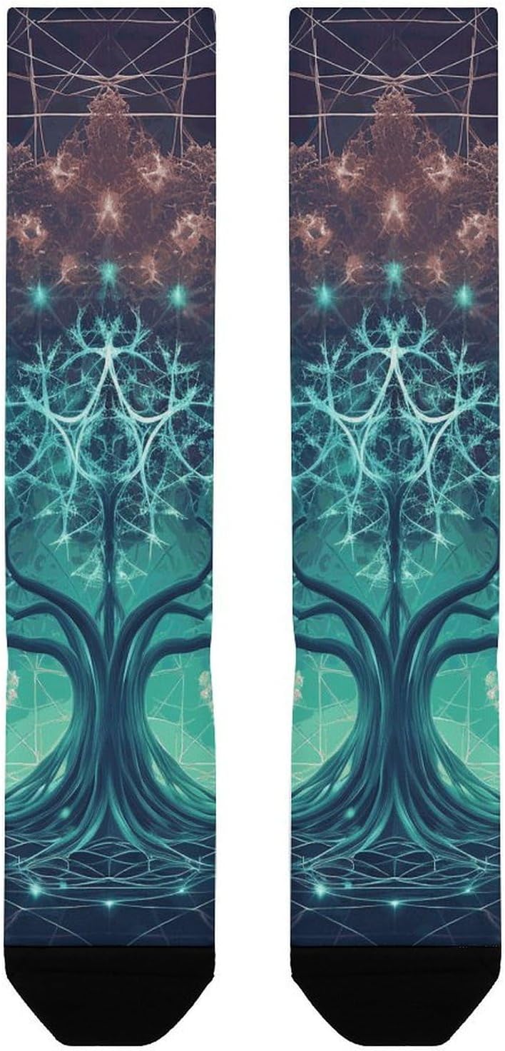 Futuristic Tree Knee High Soccer Socks Moisture Wicking
