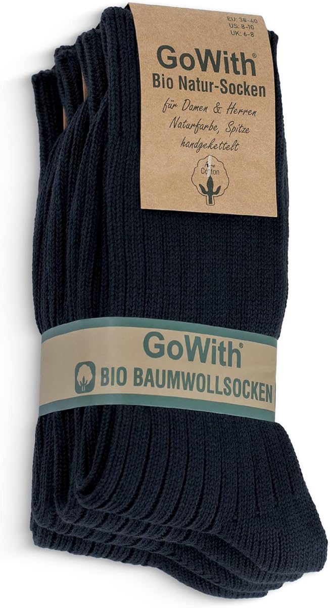 GoWith 4-5 Pairs Unisex Natural 97% Cotton Crew Socks, Pure Cotton Comfy Cozy Breathable Seamless Casual Socks for Men Women