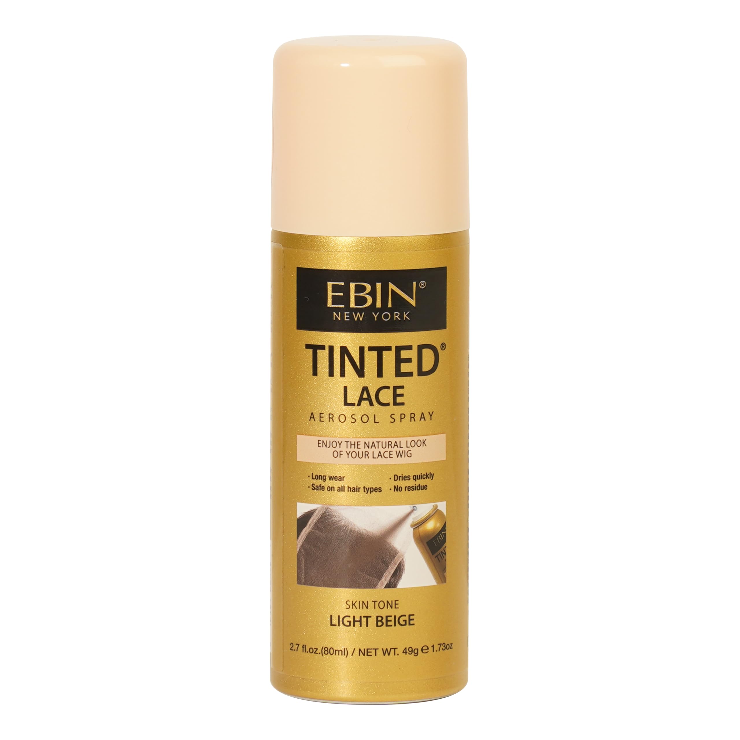 Tinted Lace Aerosol Spray – Light Beige 2.7 Oz/ 80 mL, Quick dry, Water Resistant, No Residue, Water Resistant, Even Spray