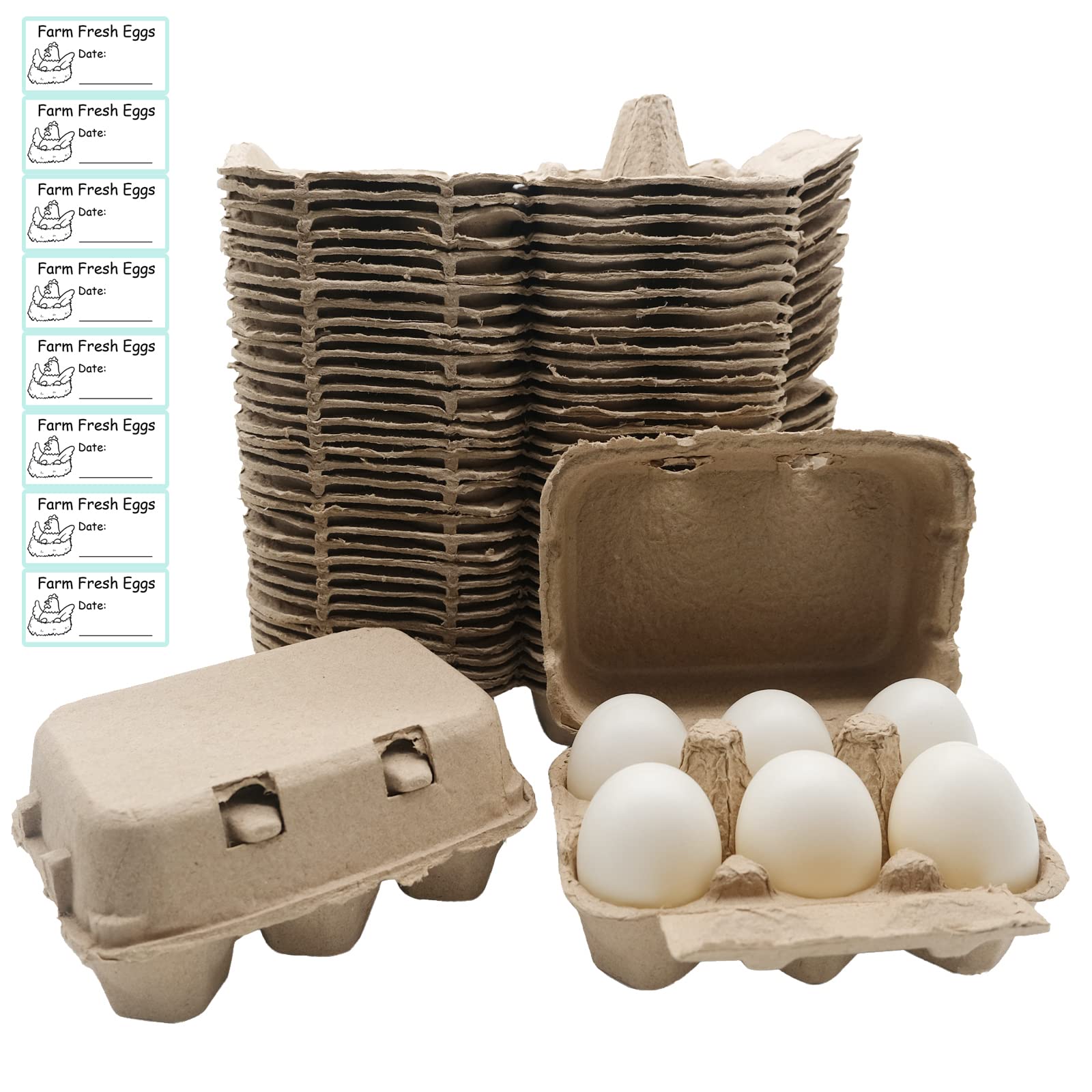Buy Farmway Natural Pulp Egg Cartons 30 Pack, Holds Up to 6 Eggs, 6