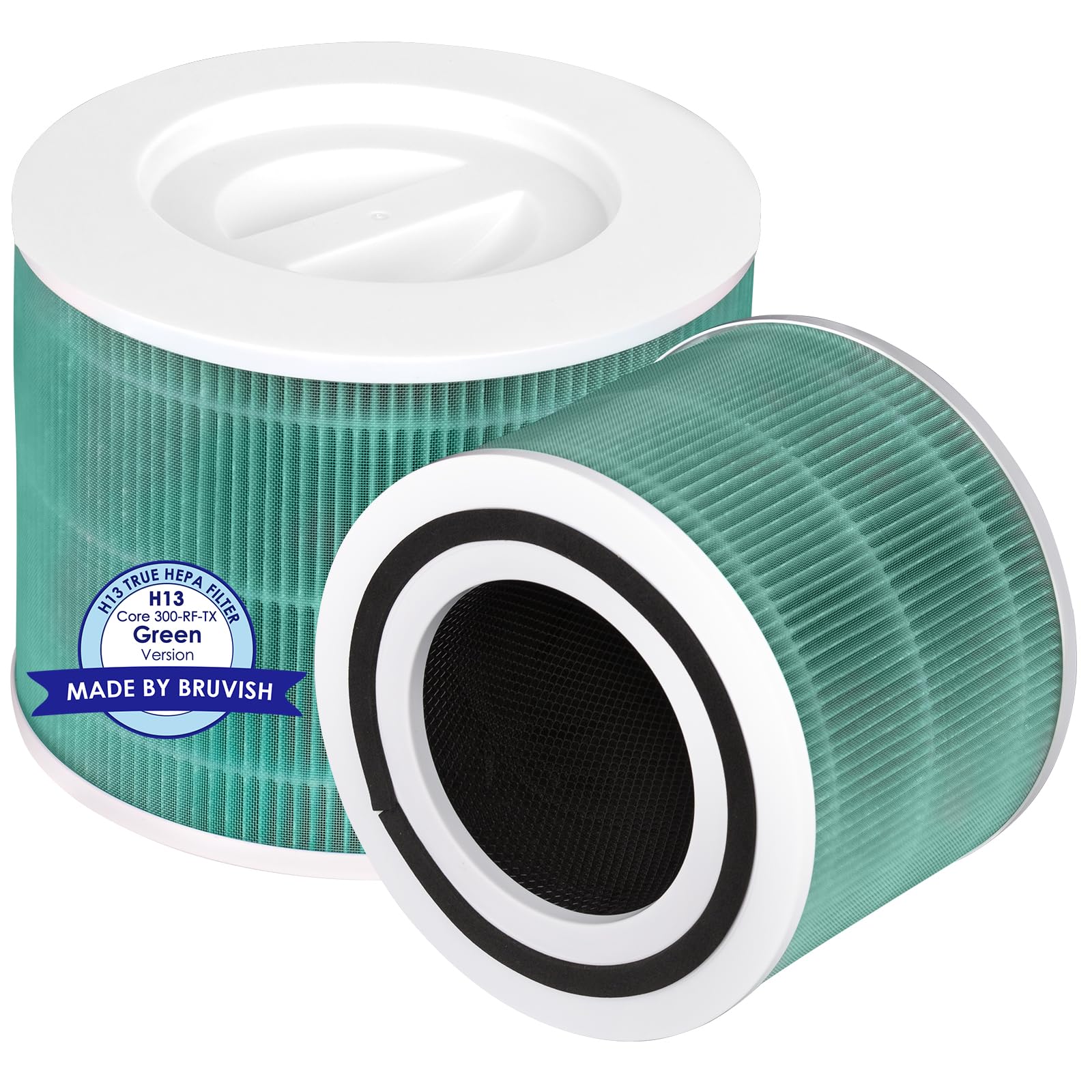 BRUVISH (2 PACK) Core 300S Replacement Filter for LEVOIT Core 300 and Core 300S Air Purifier, H13 True Hepa Filter, 3-in-1 HEPA Filter, Activated carbon filters, Compared to Part # Core 300-RF-TX